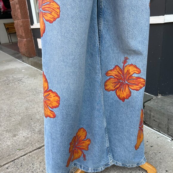 We the Free People Palisades Jeans Floral Wide Leg Denim - Picture 6 of 7